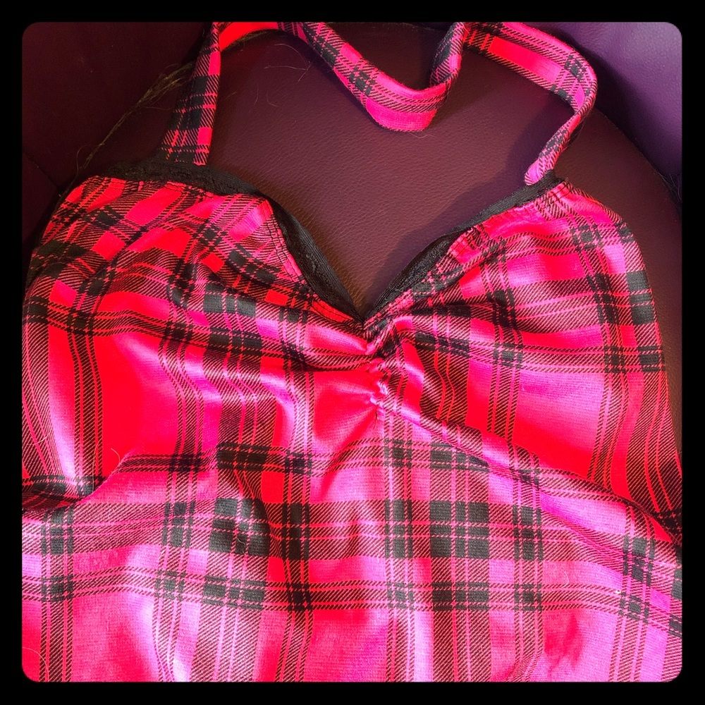 Demi Loon pink plaid halter NWT